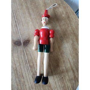 PINOCCHIO Original Rinaldi 7.5" Italy RED Wooden Character DOLL Articulated EUC